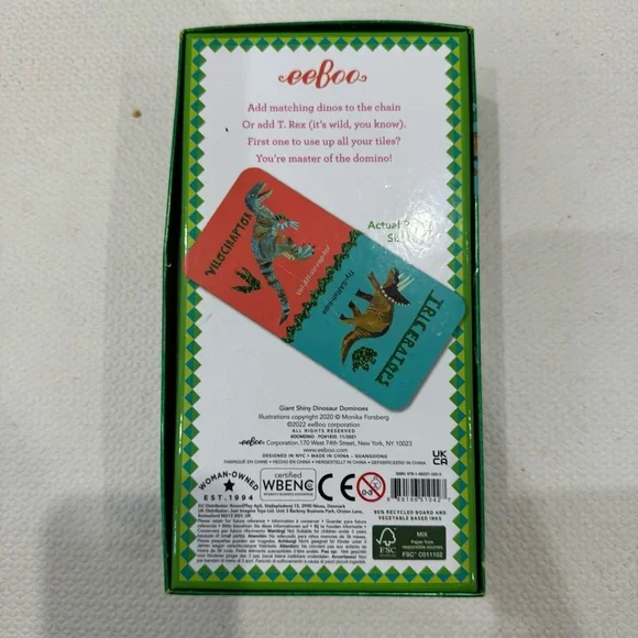 New Giant Shiny Dinosaur Dominoes By Eeboo 3+ - Picture 4 of 8